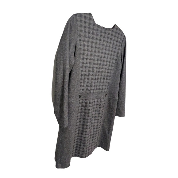 Worth New York USA Wool Blend Gray Vintage Checkered Button Knee Dress Sz 10 - Picture 3 of 9